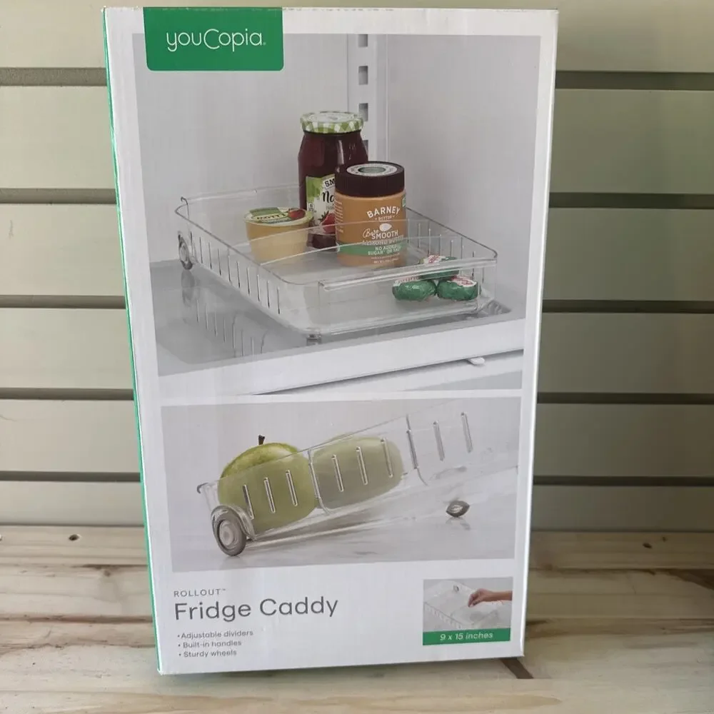 YouCopia RollOut Fridge Caddy BPA-Free Clear Rolling 9